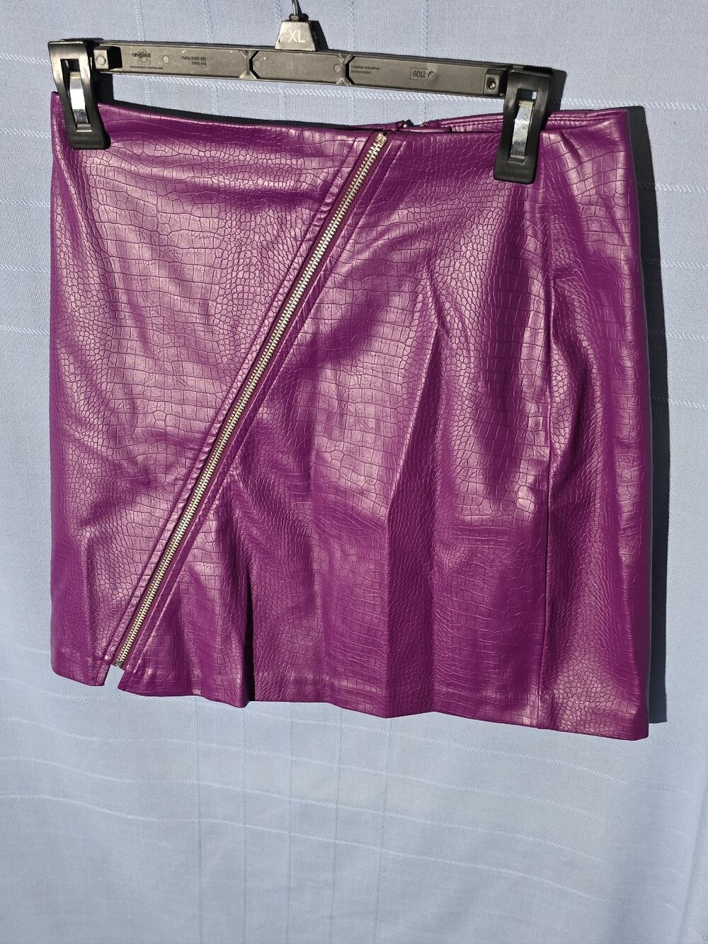 Bar 3 Faux Leather Zip-Front Mini Skirt - Purple